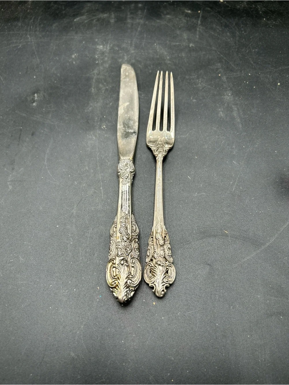 Godinger Baroque Ornate Silver-Tone Dinner Fork and Knife Set -